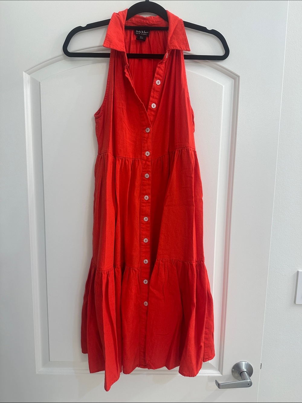 Nicole Miller Red Button-Front Casual Sundress